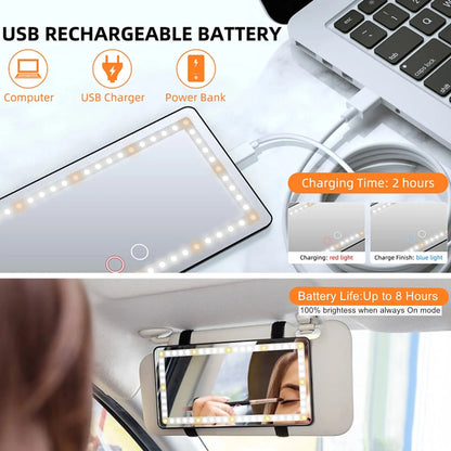 Car Sun Visor Vanity Mirror with 3 LED Lights