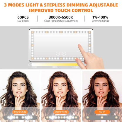 Car Sun Visor Vanity Mirror with 3 LED Lights