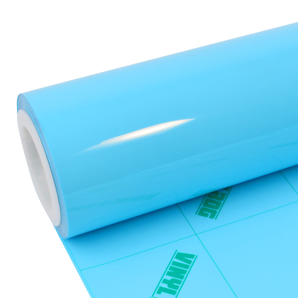 high glossy sky blue vinyl wrap