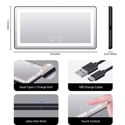 Car Sun Visor Vanity Mirror with 3 LED Lights