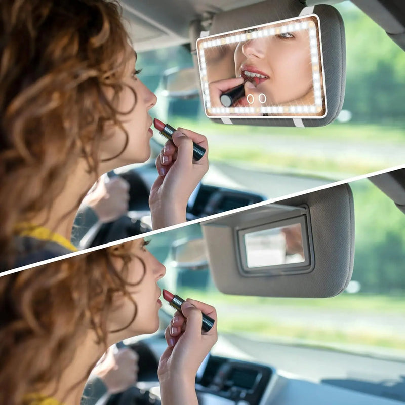 Car Sun Visor Vanity Mirror with 3 LED Lights