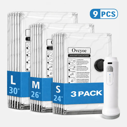Cordless Travel Vacuum Bag Set — Rechargeable Pump