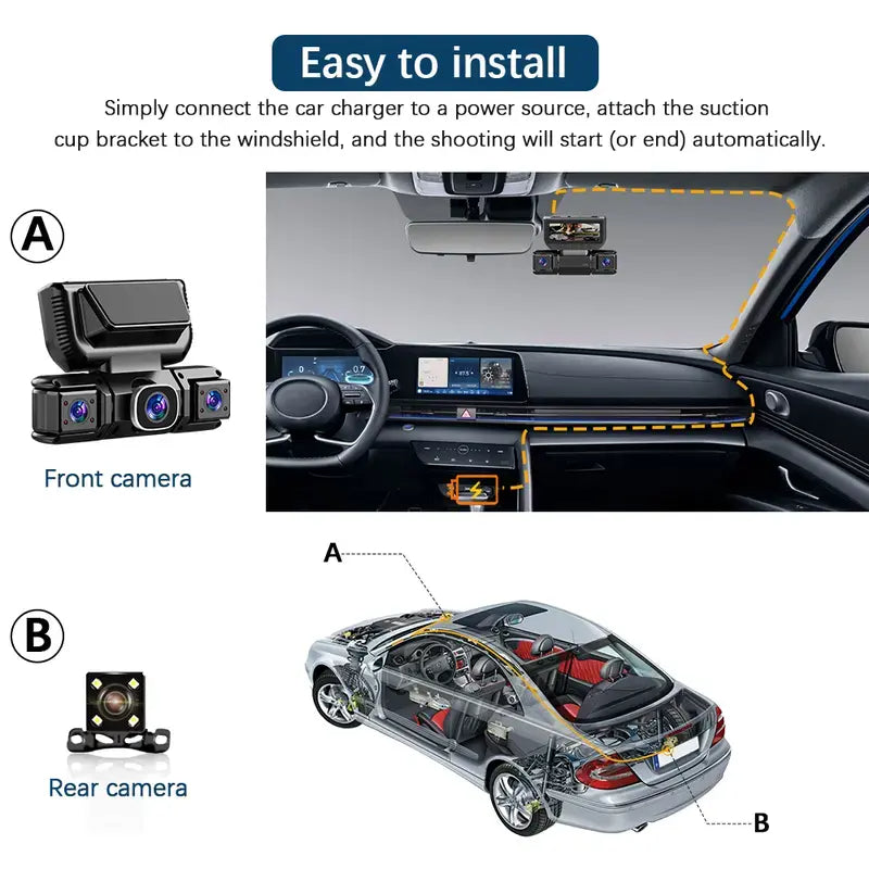 360 Degree View 4 Channel Dash Cam