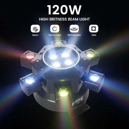 6-in-1 LED RGBW 6-Arm DJ Light for Parties