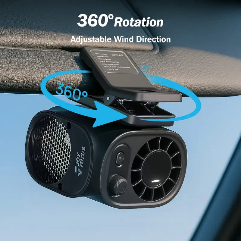 Car Clip On Fan with LED Display 360° Rotation