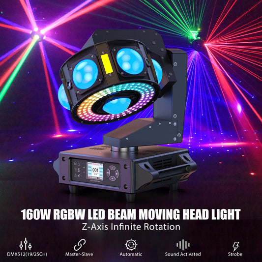 160W RGBW Beam Moving Head Light 3-Axis LED