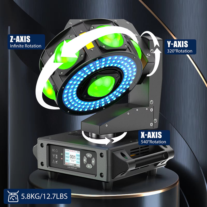 160W RGBW Beam Moving Head Light 3-Axis LED