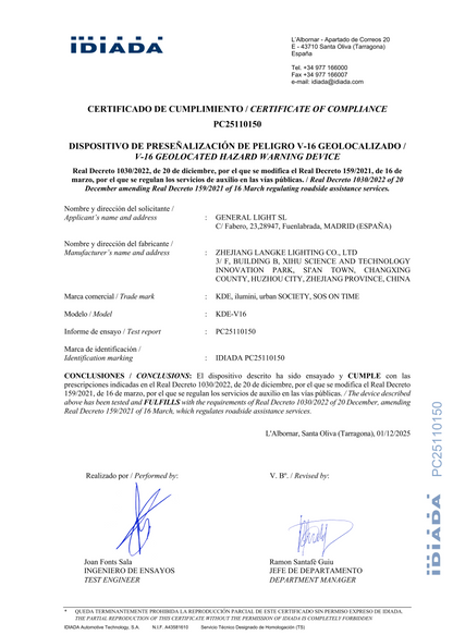 Luz de Emergencia V16 Homologada
