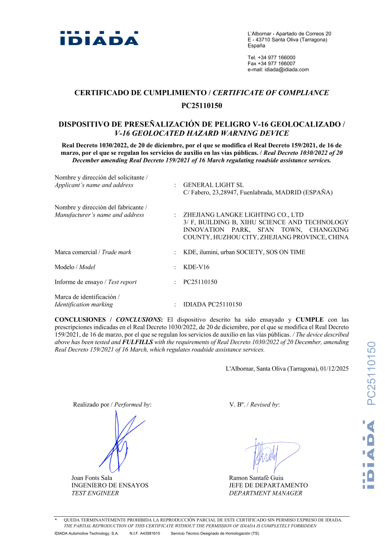Luz de Emergencia V16 Homologada