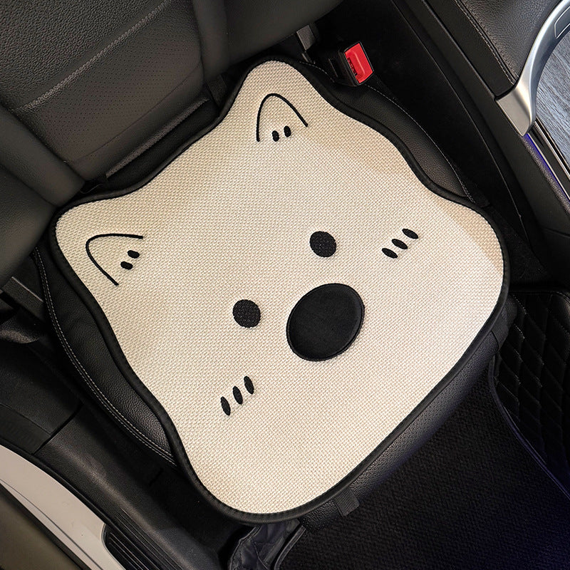 All-Season Linen Puppy Car Seat Cushion Set