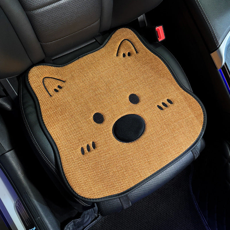 All-Season Linen Puppy Car Seat Cushion Set