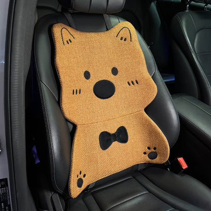 All-Season Linen Puppy Car Seat Cushion Set