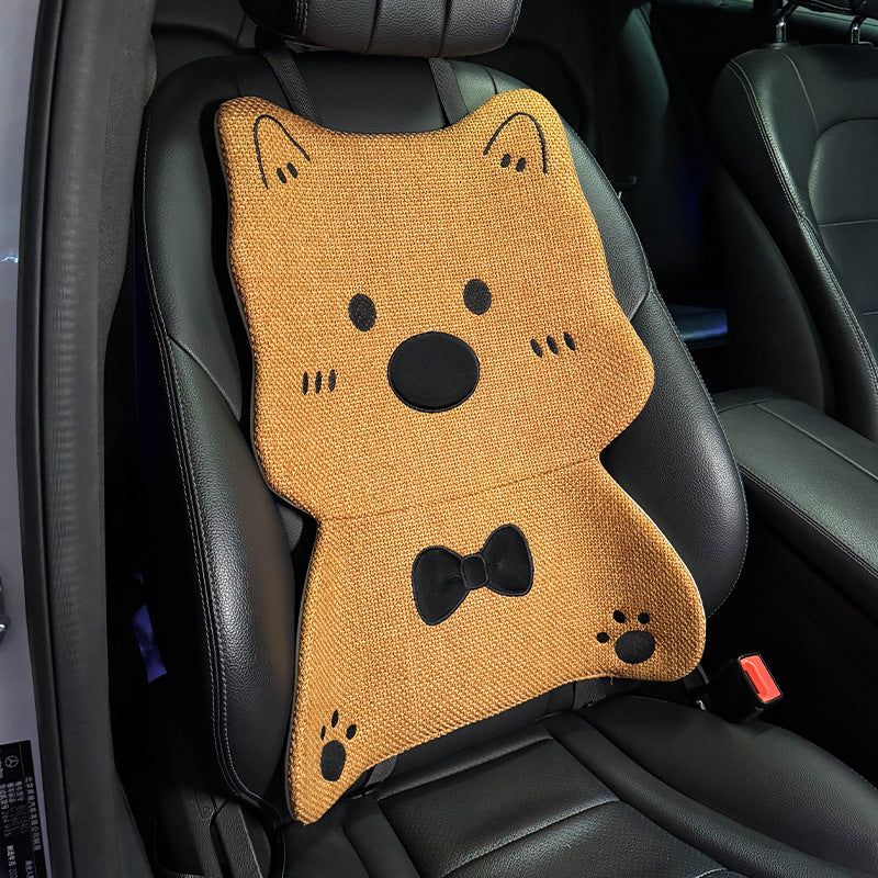All-Season Linen Puppy Car Seat Cushion Set