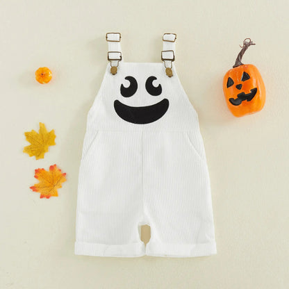 Kids Halloween Pumpkin Face Overalls