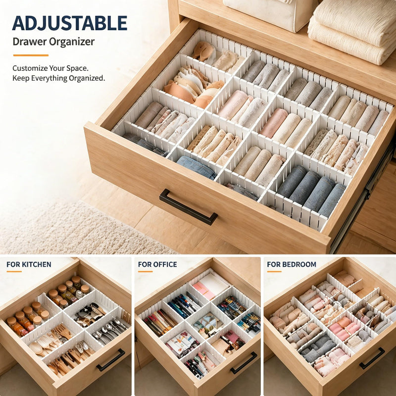 4-Pack Tall Drawer Divider Adjustable Drawer Organizer