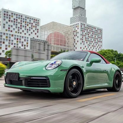Quality Porsche Gloss Olive Green Car Vinyl Wrap  For Sale |
