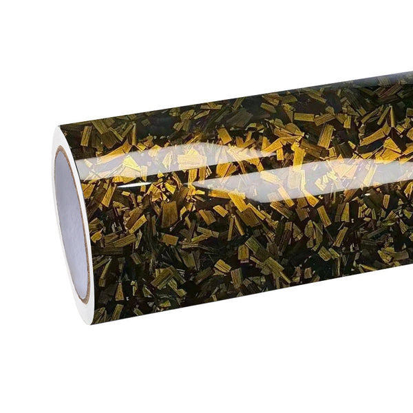 Quality Super Gloss Black Gold Carbon Car Vinyl  Wrap