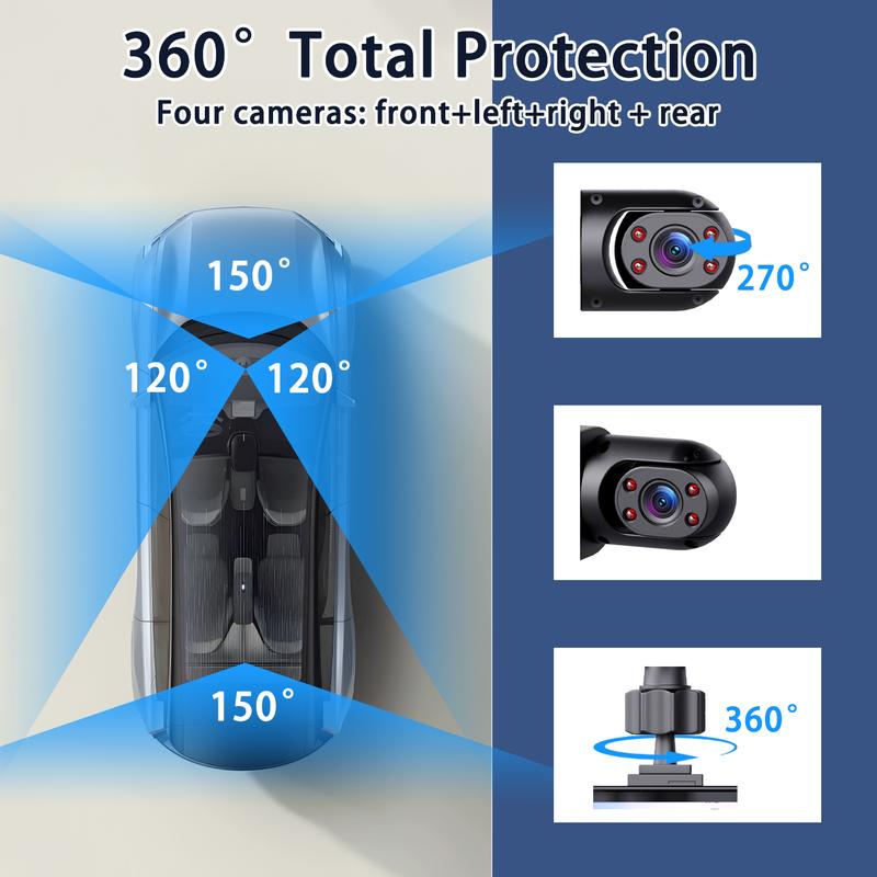 4 Channel Dash Cam, Front Rear Left and Right