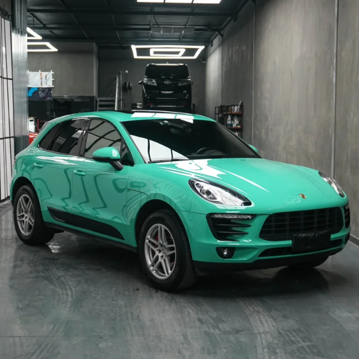 Quality Gloss Porsche Light Green Car Vinyl Wrap  For Sale |