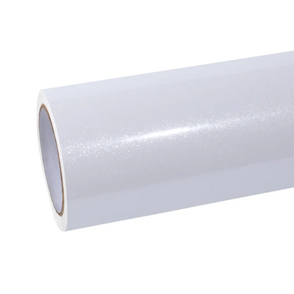 Benz Lexus Glossy PET Sparkle White Car Vinyl Wrap