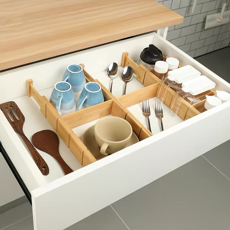 Bamboo Grooved Drawer Expandable Divider Set