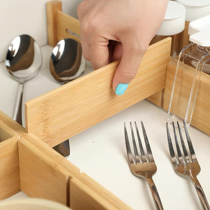 Bamboo Grooved Drawer Expandable Divider Set