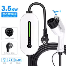 EV Portable Charger Type2 /GBT Plug Connector 16A 1Phase 3.5KW Type1 3.5m Wallbox Charging Station for Electric Vehicle