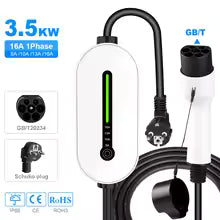EV Portable Charger Type2 /GBT Plug Connector 16A 1Phase 3.5KW Type1 3.5m Wallbox Charging Station for Electric Vehicle