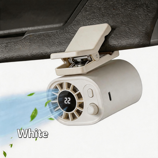 Car Clip On Fan with LED Display 360° Rotation