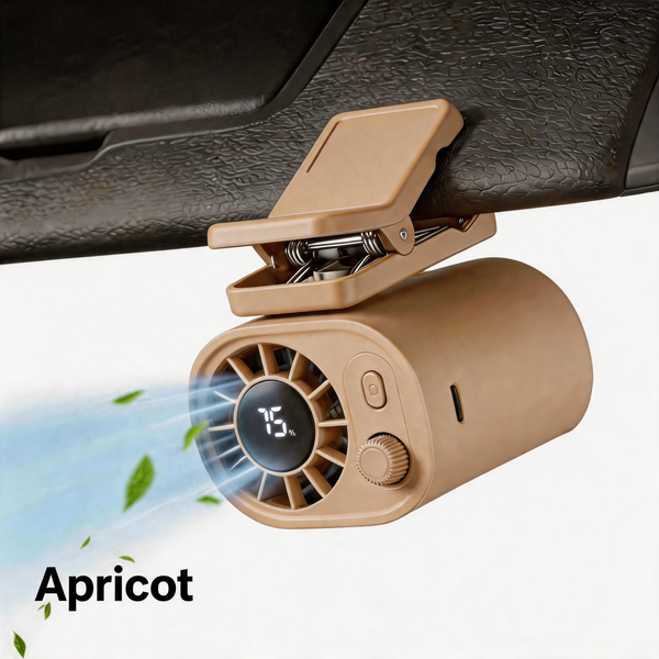 Car Clip On Fan with LED Display 360° Rotation
