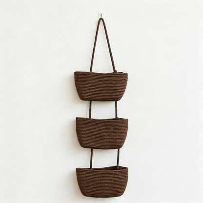 Woven cotton 3-Tier Over the Door Basket