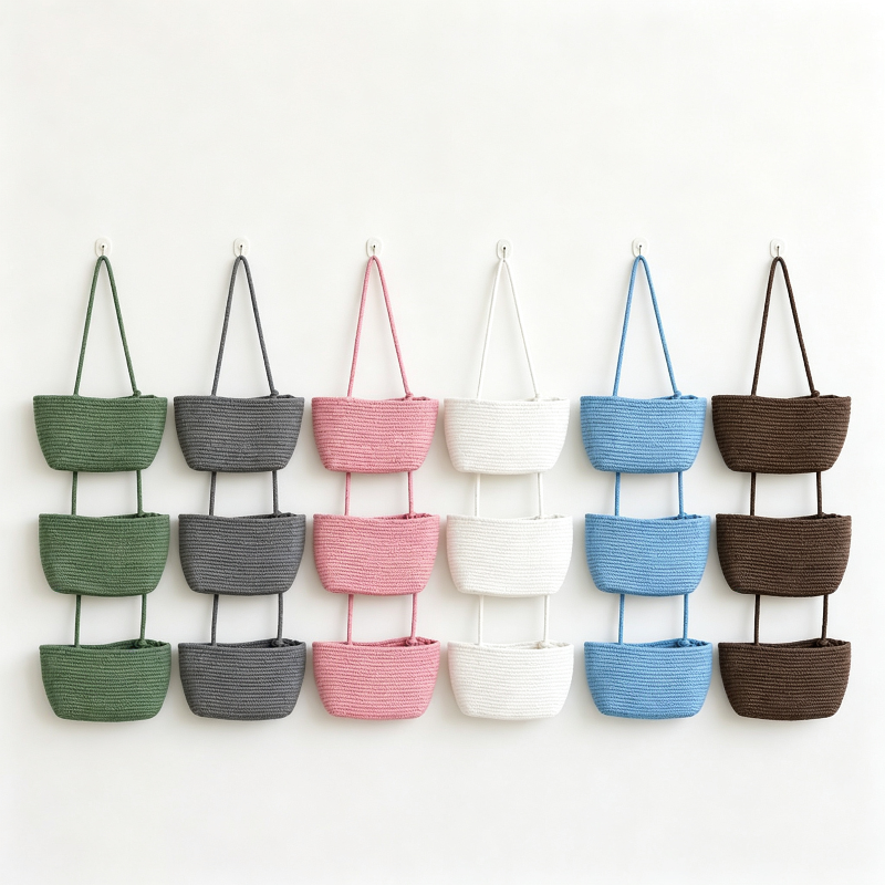 Woven cotton 3-Tier Over the Door Basket
