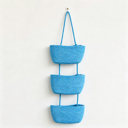 Woven cotton 3-Tier Over the Door Basket