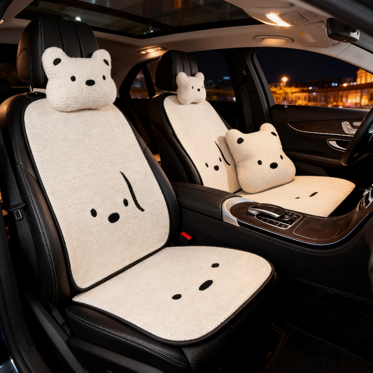 All-Season Linen Puppy Car Seat Cushion Set