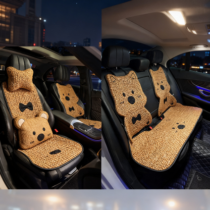 All-Season Linen Puppy Car Seat Cushion Set