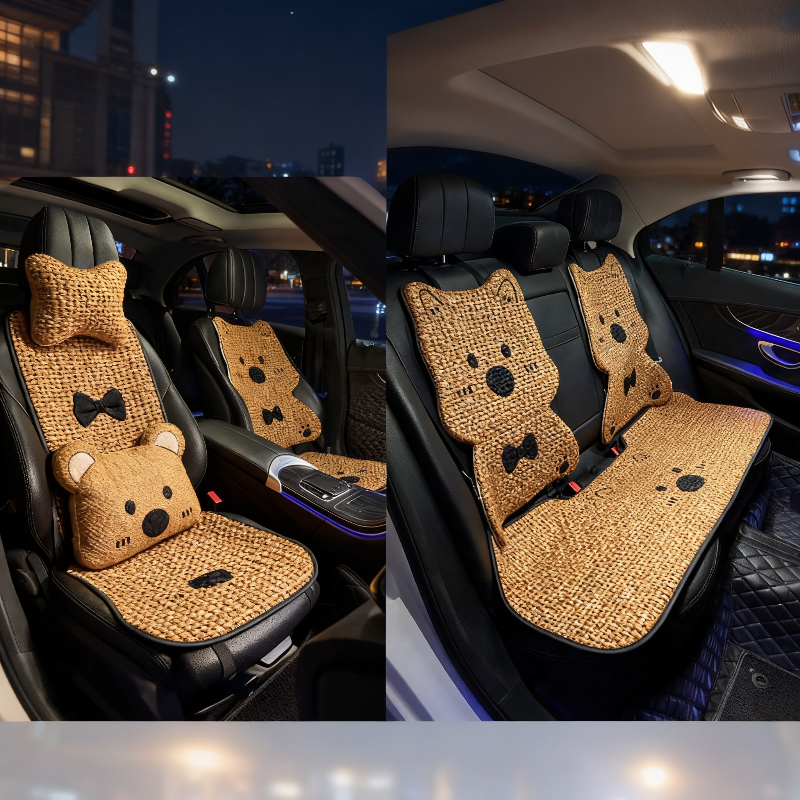 All-Season Linen Puppy Car Seat Cushion Set