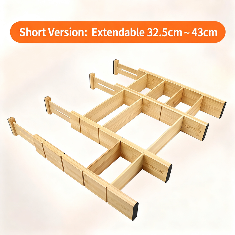 Bamboo Grooved Drawer Expandable Divider Set