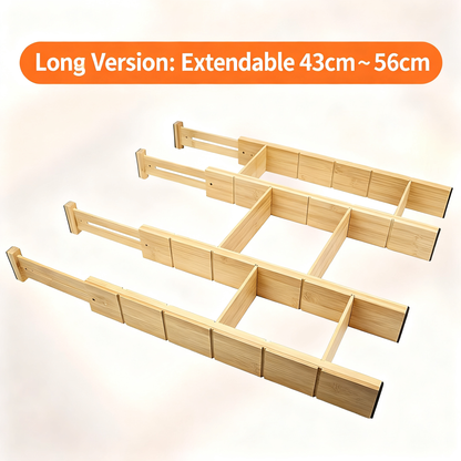 Bamboo Grooved Drawer Expandable Divider Set