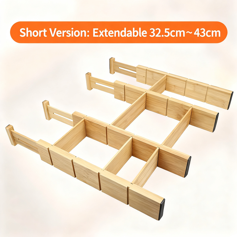 Bamboo Grooved Drawer Expandable Divider Set