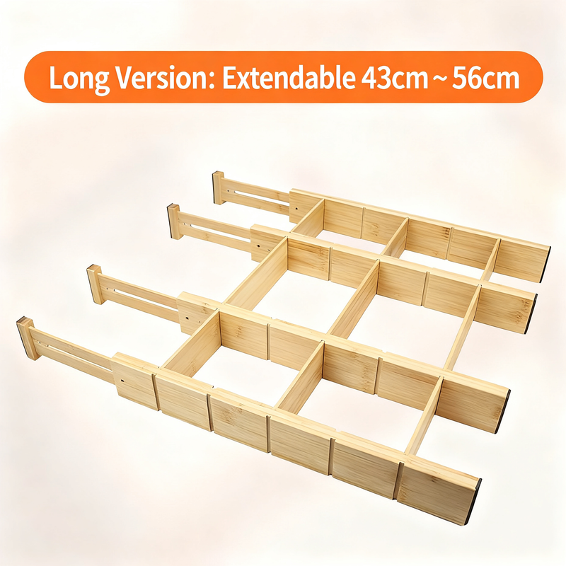Bamboo Grooved Drawer Expandable Divider Set