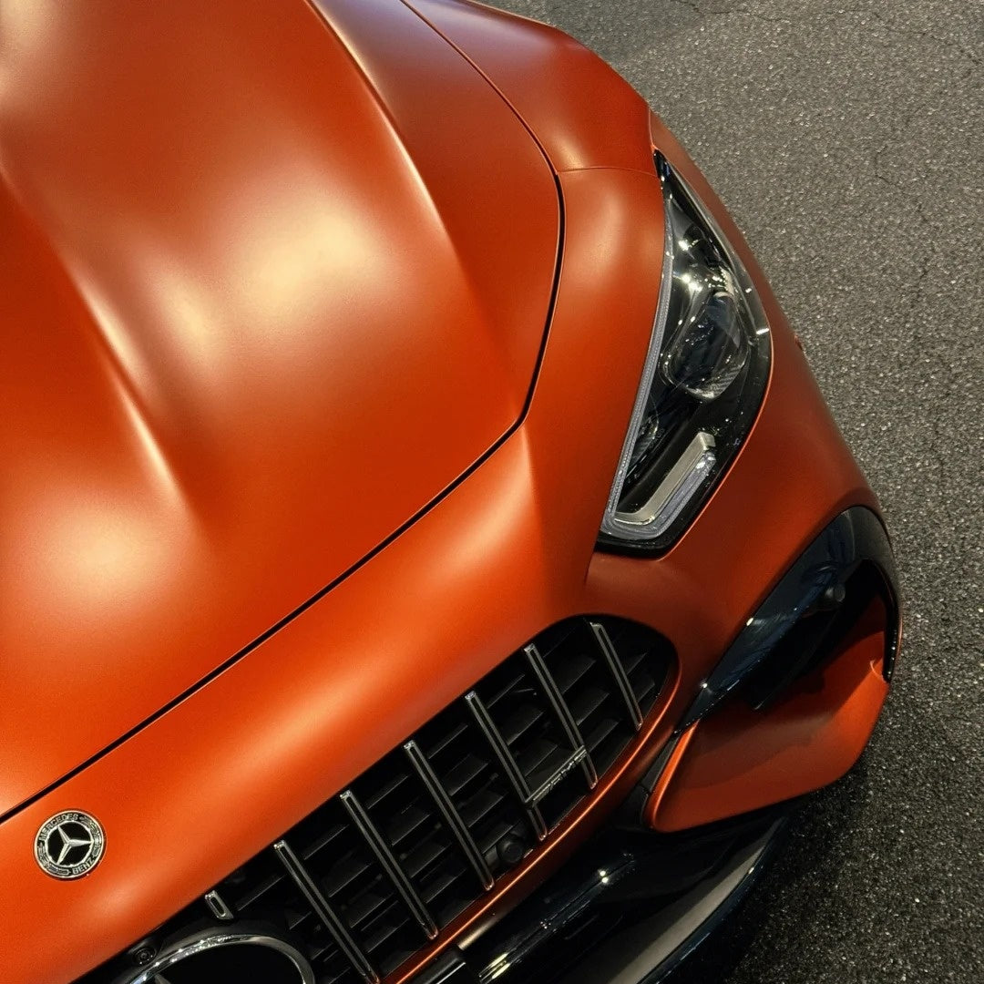 Matte Metallic Orange Car Vinyl Wrap