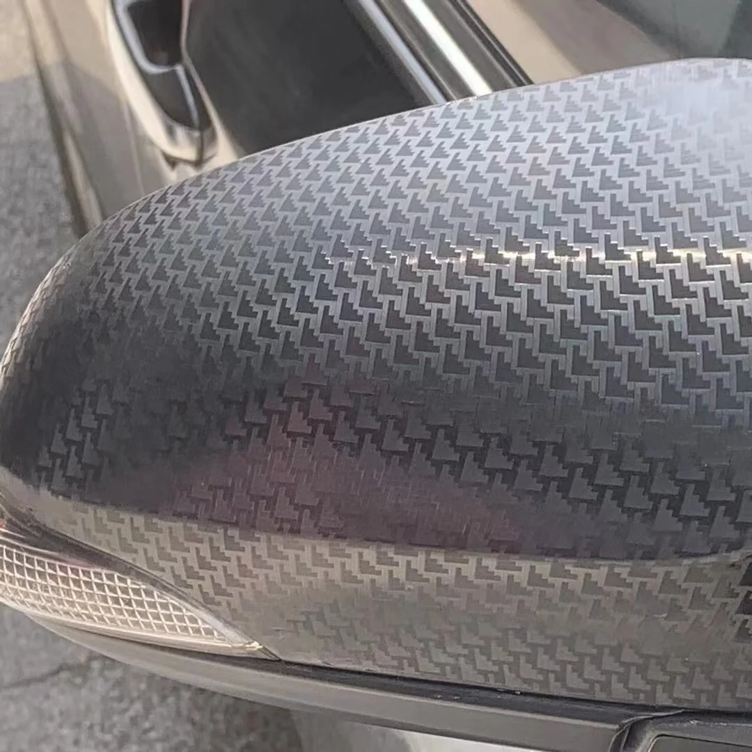 PET Aircraft Black Carbon Fiber Car Vinyl Wrap - 3 Years Warranty