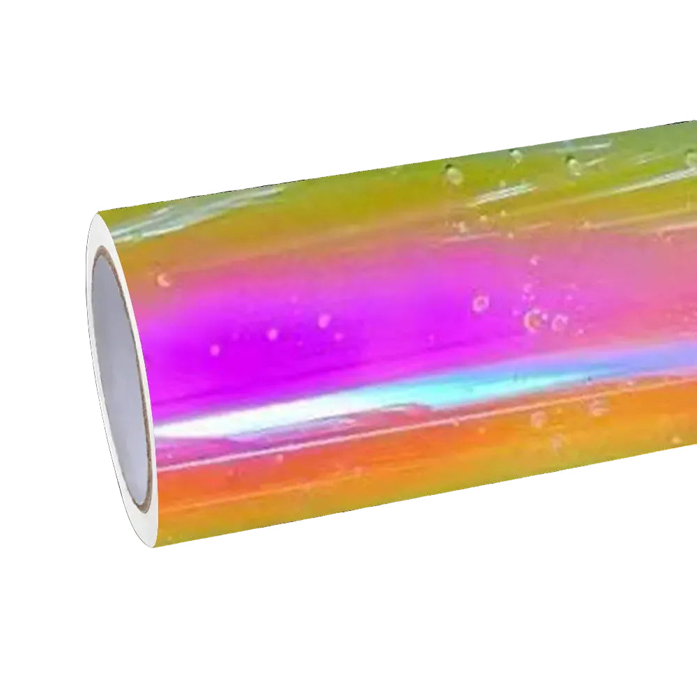 PET Gloss Rainbow Chrome Holographic Pink Car Vinyl Wrap