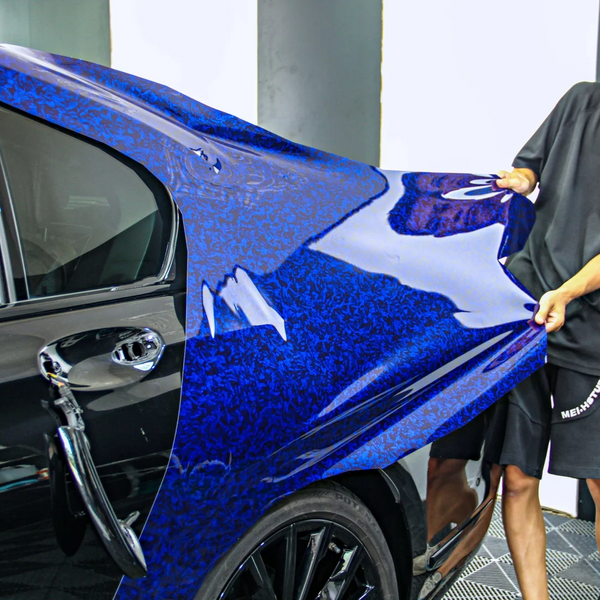 Quality Super Gloss Black Blue Carbon Car Vinyl Wrap