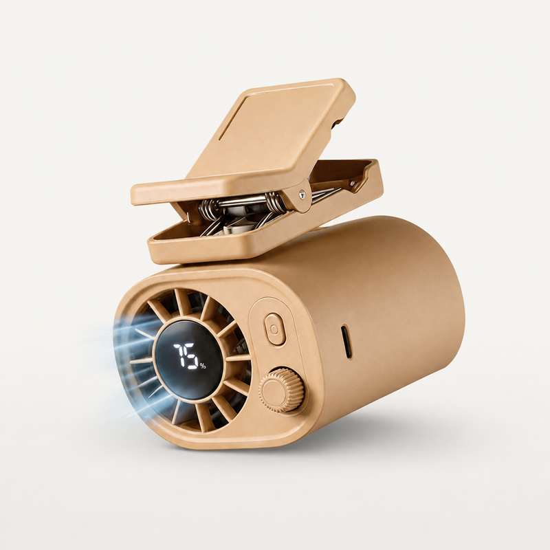 Car Clip On Fan with LED Display 360° Rotation
