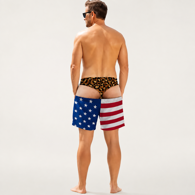 Custom Funny Patriotic Men Swim Trunks