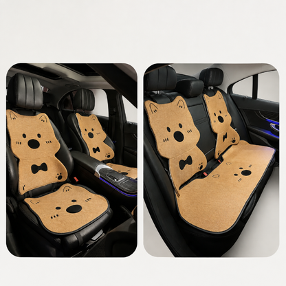 All-Season Linen Puppy Car Seat Cushion Set