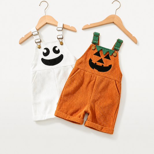 Kids Halloween Pumpkin Face Overalls