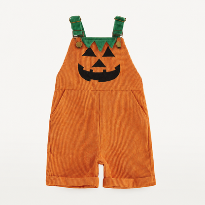 Kids Halloween Pumpkin Face Overalls