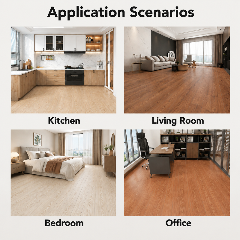 Self-Adhesive Wood Grain Floor Tiles